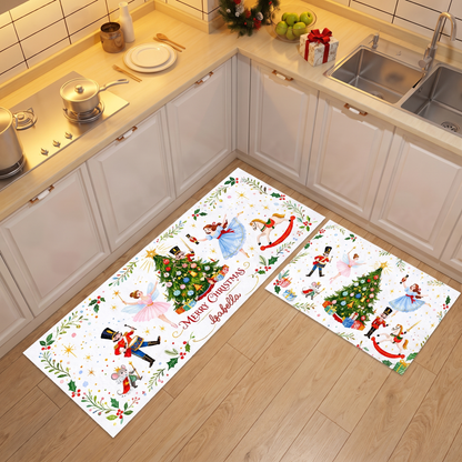 Personalized Nutcracker Ballet Christmas Tree kitchen mat set, view 3