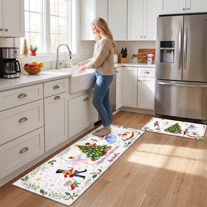 Personalized Nutcracker Ballet Christmas Tree kitchen mat set, view 4
