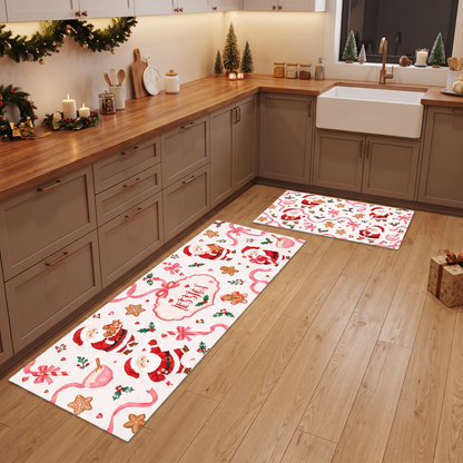 Personalized Santa Baking Cookies Christmas kitchen mat set, view 4