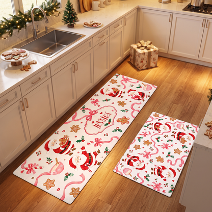 Personalized Santa Baking Cookies Christmas kitchen mat set, view 8