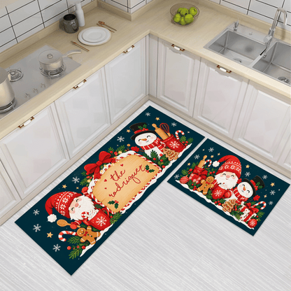 Personalized Gnome & Snowman Christmas Bakers kitchen mat set, view 3