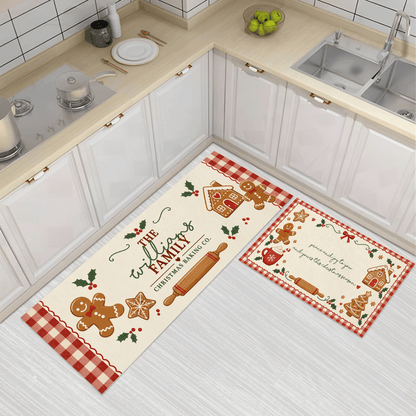 Personalized Gingerbread Christmas Baking Co kitchen mat set, view 2