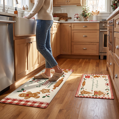 Personalized Gingerbread Christmas Baking Co kitchen mat set, view 3