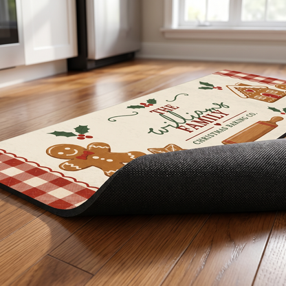 Personalized Gingerbread Christmas Baking Co kitchen mat set, view 5