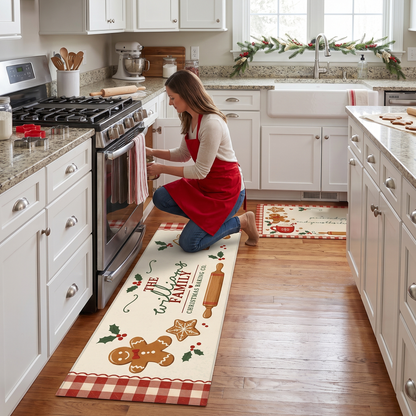 Personalized Gingerbread Christmas Baking Co kitchen mat set, view 7