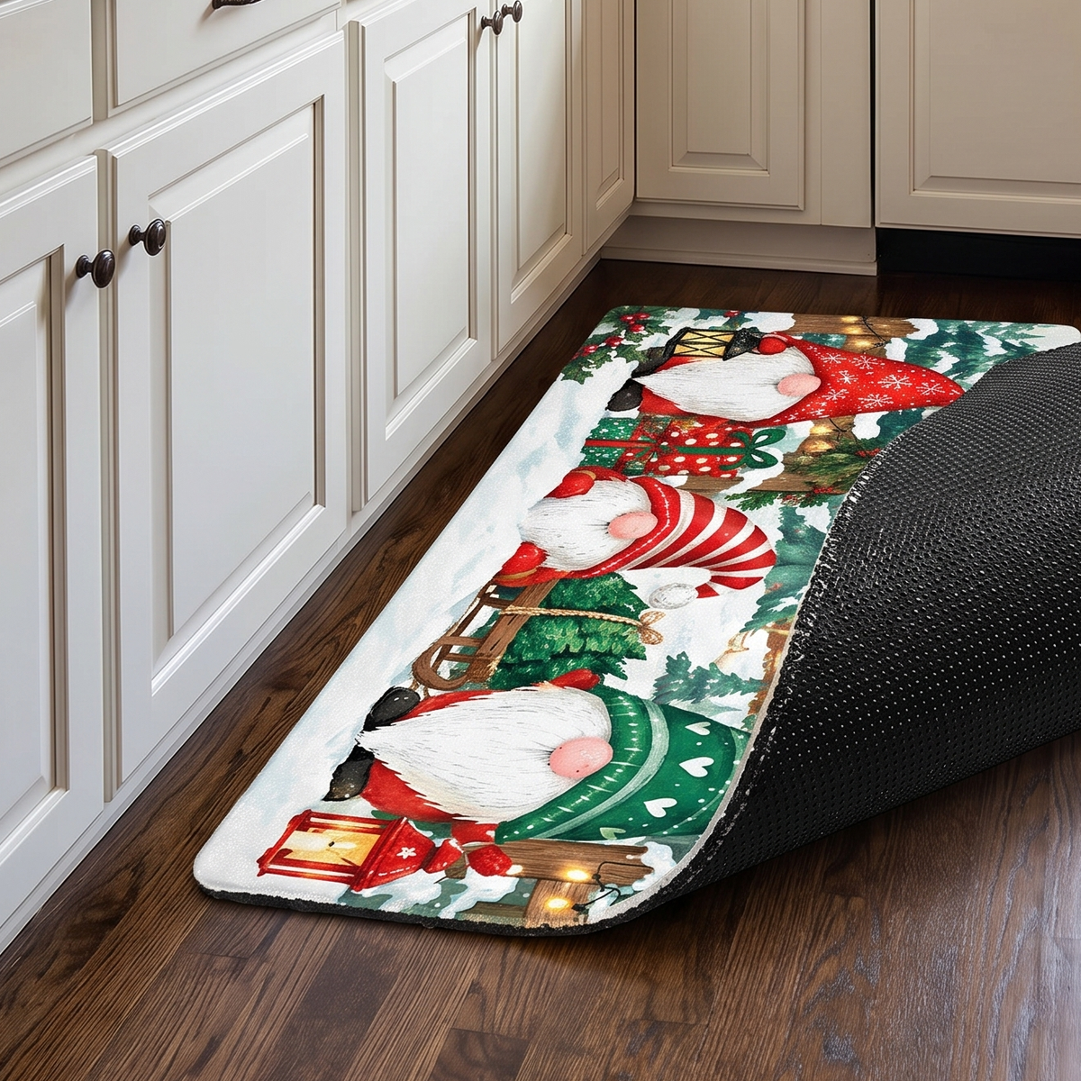 Personalized Christmas Gnomes Sleigh kitchen mat set, view 6