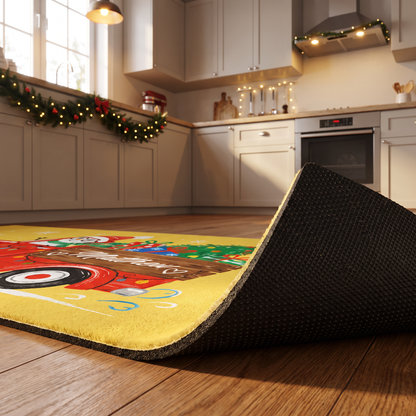 Personalized Snowman Vintage Truck Christmas kitchen mat set, view 7