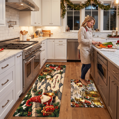 Personalized Christmas Gnome Village kitchen mat set, view 5