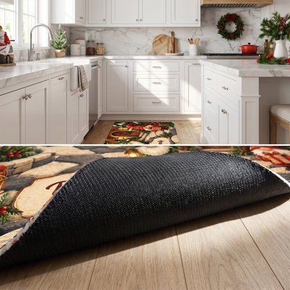 Personalized Christmas Gnome Village kitchen mat set, view 6