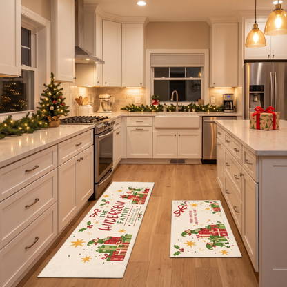 Personalized Christmas Elves Gift Stack kitchen mat set, view 8