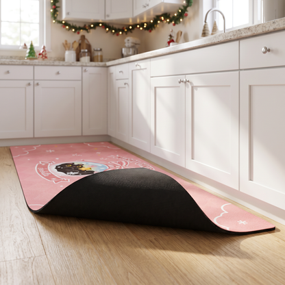 Personalized Black Kitten Christmas Ornament kitchen mat set, view 5