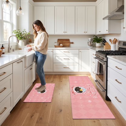 Personalized Black Kitten Christmas Ornament kitchen mat set, view 8