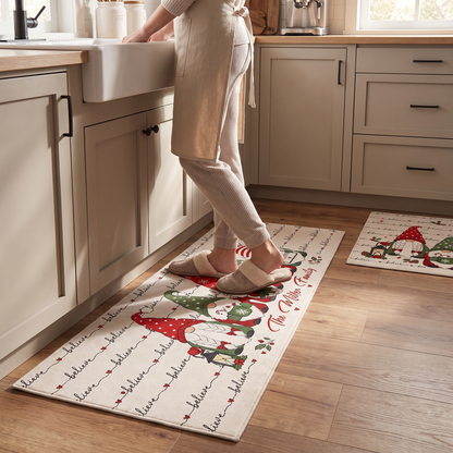 Personalized Believe Christmas Gnomes kitchen mat set, view 5