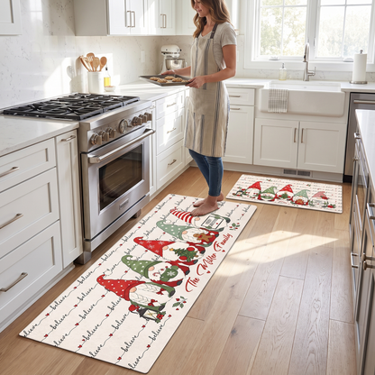 Personalized Believe Christmas Gnomes kitchen mat set, view 6