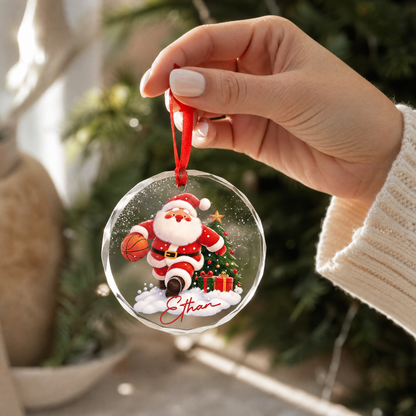 Personalized basketball player glass ornament as a Christmas gift