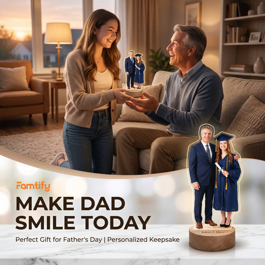 Personalized Photo Night Light for Dad - Custom Shape Father's Day Gift, LED Picture Lamp