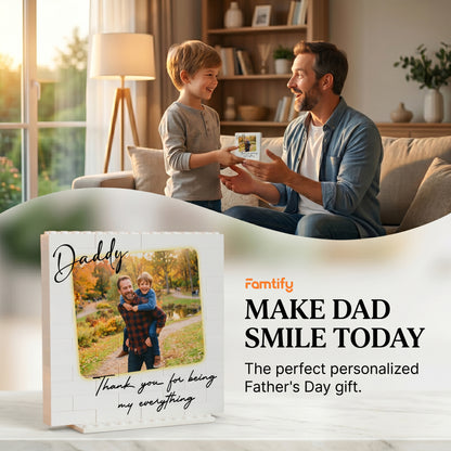 Daddy & Me Puzzle Block – Personalized Photo Pen Holder for Dad | Father’s Day Gift & Custom Desk Keepsake