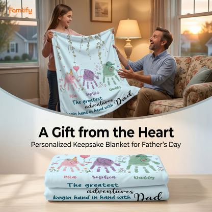 Fist Bump Daddy Blanket with Kids’ Names – Personalized Father’s Day Gift for Dad | Custom Family Keepsake Throw