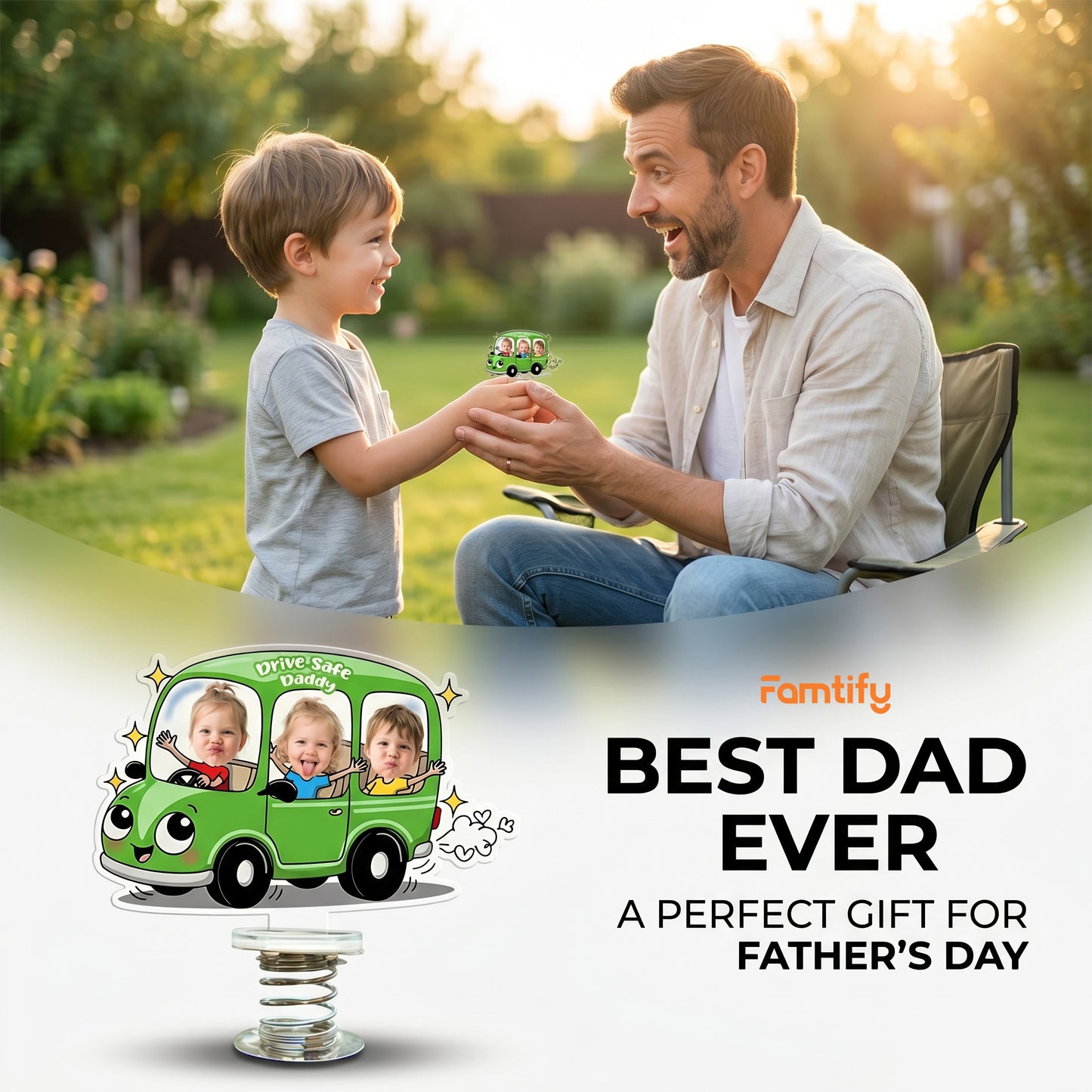 Personalized Cute Car Standee for Dad – Custom Photo “Drive Safe Daddy” Gift