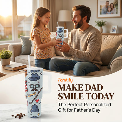 Personalized Cute 40oz Tumbler for Dad – Custom Name Father’s Day Gift Cup