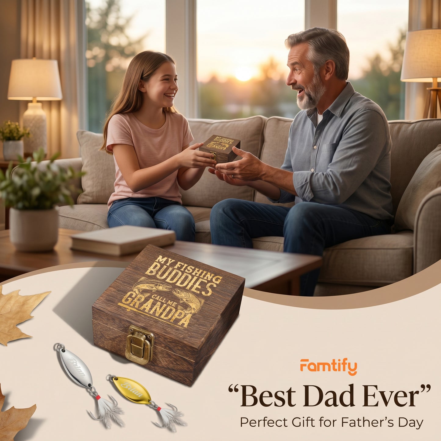 Personalized Fishing Lure & Gift Box for Grandpa – “My Fishing Buddies Call Me Grandpa” Custom Gift