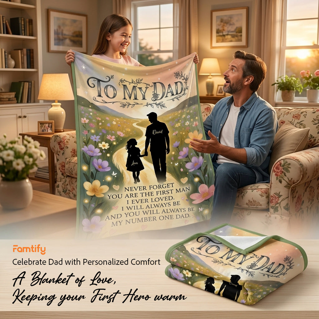 To My Dad Blanket From Daughter – Sentimental Father’s Day Gift | Personalized Rustic Family Keepsake Throw