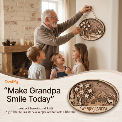 Custom Grandpa Gift – 2 Layer Wooden Sign, Personalized Father's Day Decor, We Love Grandpa