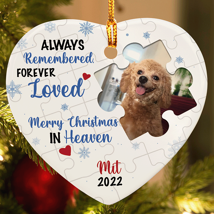 Always Remembered, Forever Loved – Custom Ceramic Heart Ornament for Memorial Christmas Gift