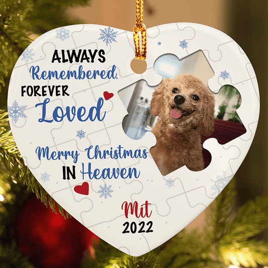 Always Remembered, Forever Loved – Custom Ceramic Heart Ornament for Memorial Christmas Gift