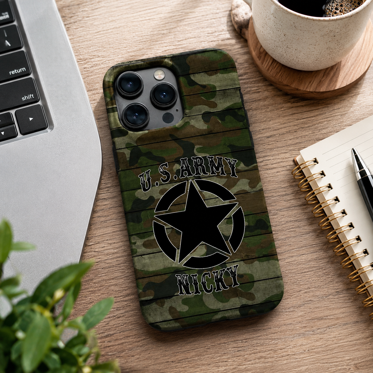 Personalized US Army Phone Case for Dad – “Best Dad Ever” Custom Gift