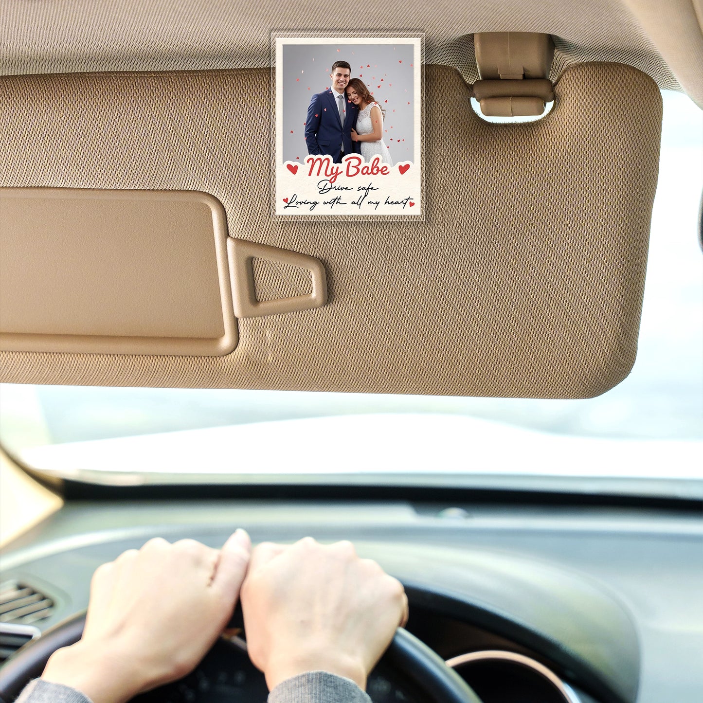 Drive Safe, Babe – Sweet Car Gift for Couples – Personalized Photo Acrylic Car Clip