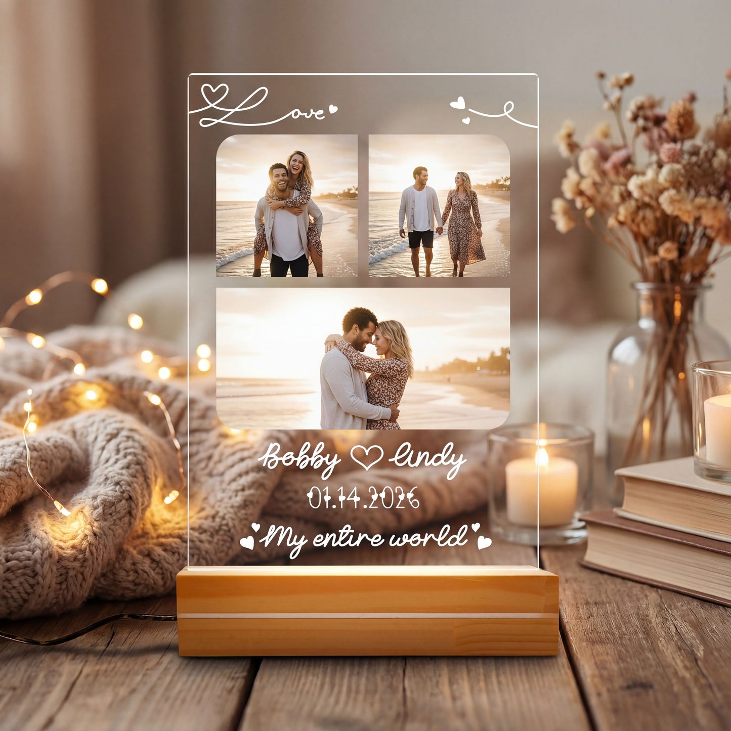 Love You Forever – Timeless Love Gift for Couples – Personalized Couple Photo Night Light