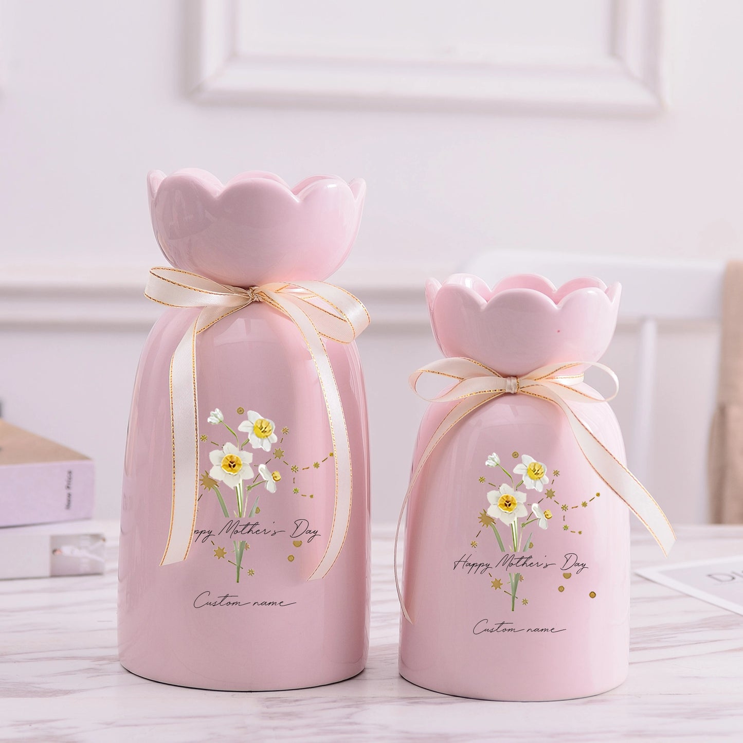 Blooming with Love – Meaningful Mother’s Day Gift for Mom – Personalized Floral Ceramic Vase