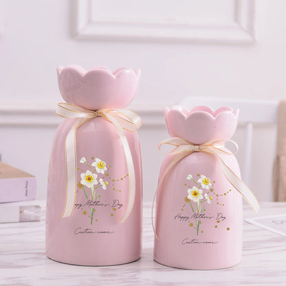 Blooming with Love – Meaningful Mother’s Day Gift for Mom – Personalized Floral Ceramic Vase