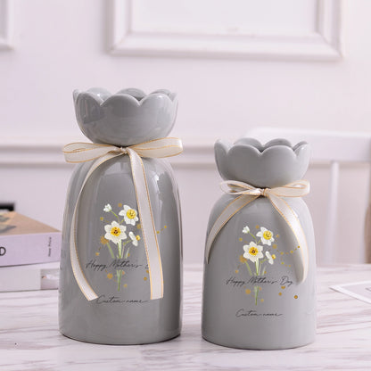 Blooming with Love – Meaningful Mother’s Day Gift for Mom – Personalized Floral Ceramic Vase