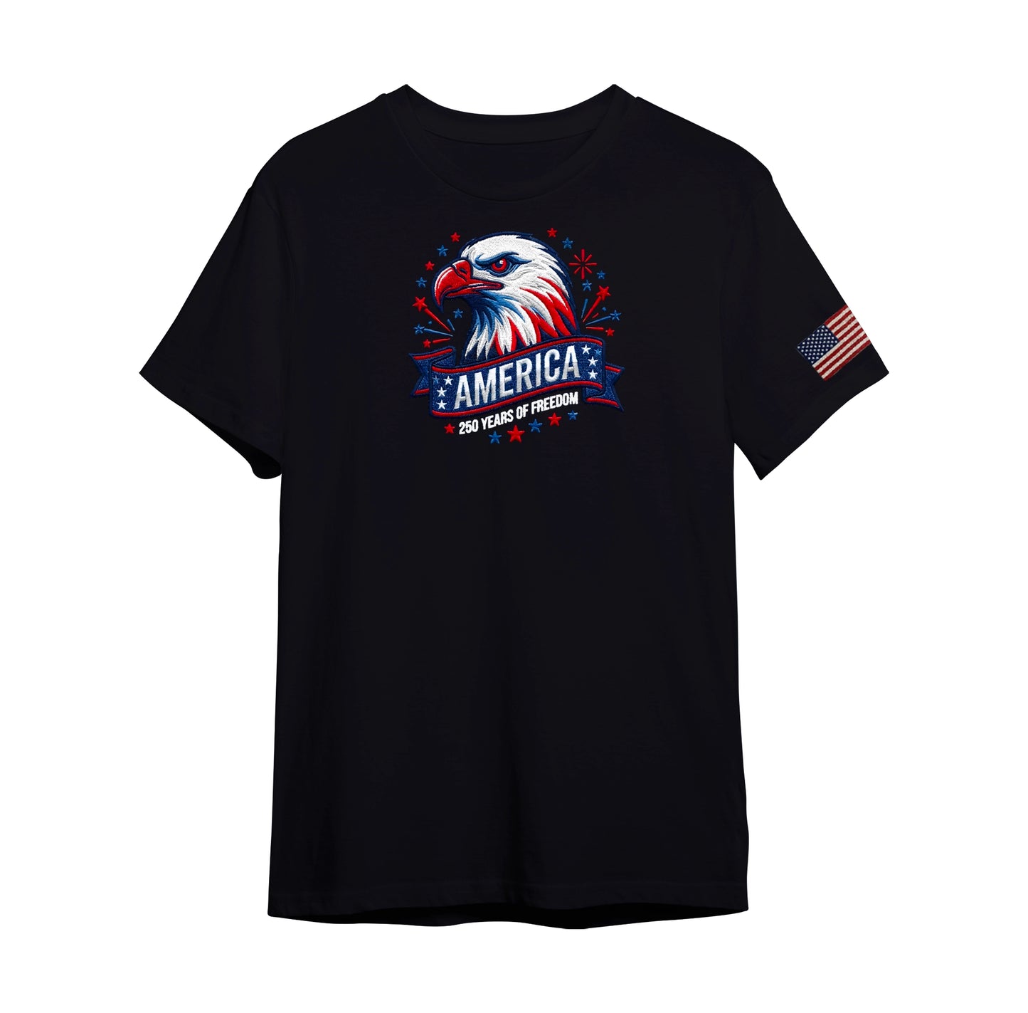 America 250 Years Strong Custom Embroidered T-Shirt - Meaningful Patriotic Gift