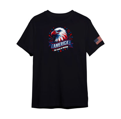 America 250 Years Strong Custom Embroidered T-Shirt - Meaningful Patriotic Gift