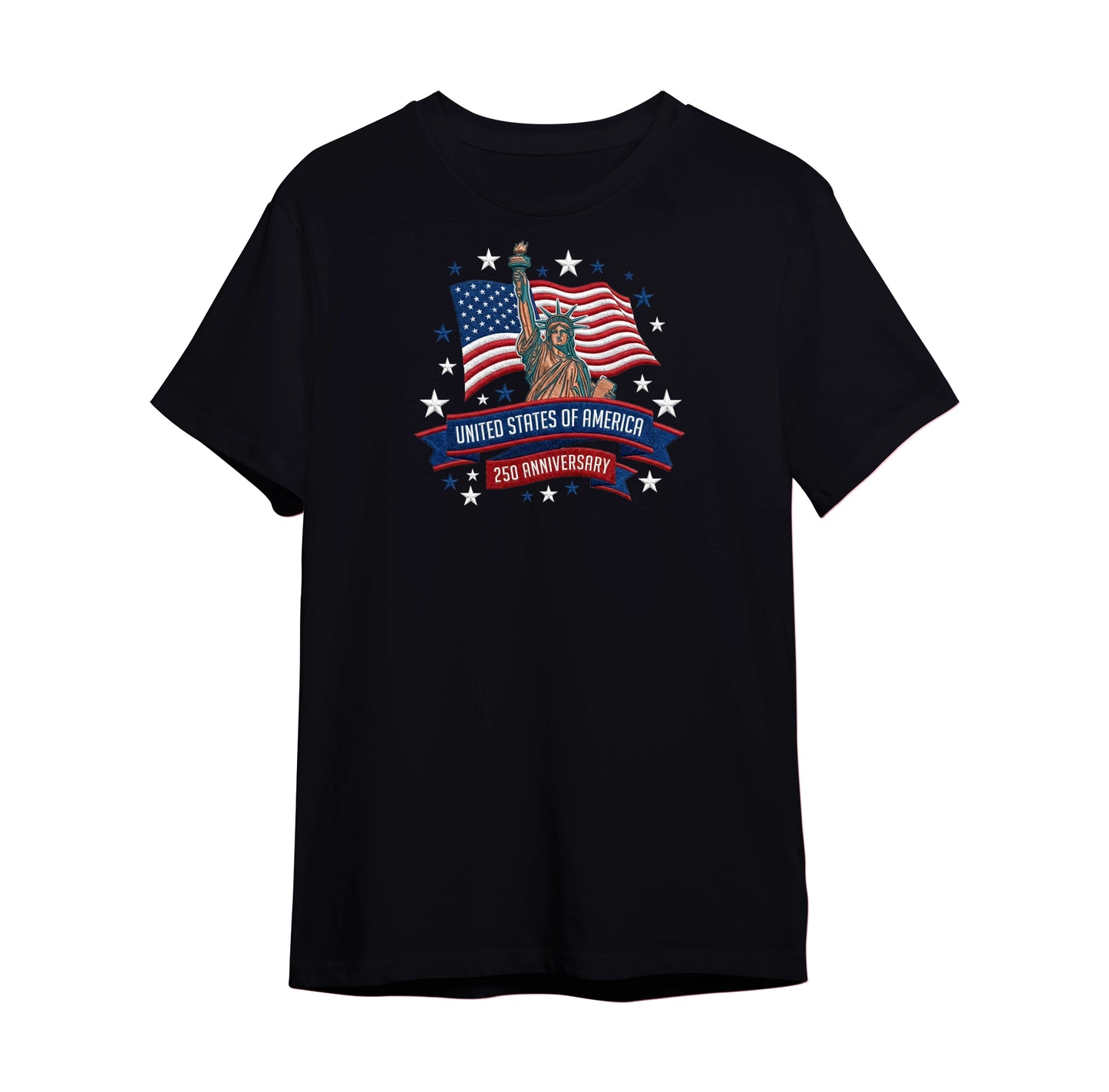 USA 250 Years 1776-2026 Personalized Embroidered Patriotic T-Shirt
