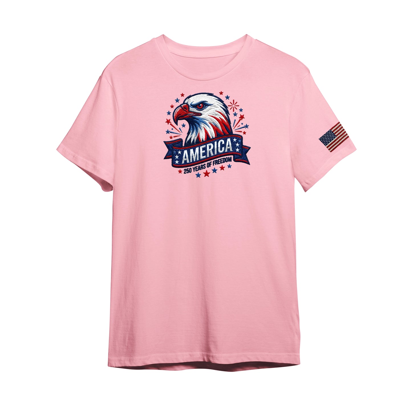 America 250 Years Strong Custom Embroidered T-Shirt - Meaningful Patriotic Gift