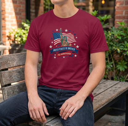 USA 250 Years 1776-2026 Personalized Embroidered Patriotic T-Shirt