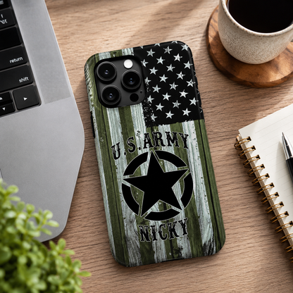 Personalized US Army Phone Case for Dad – “Best Dad Ever” Custom Gift