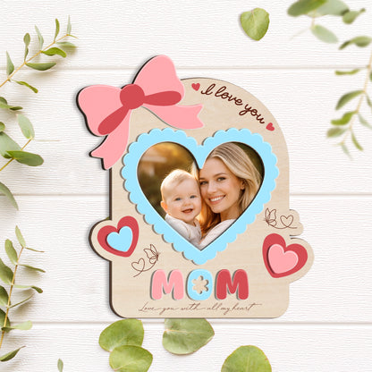 Personalized 3D Layered Wood Block – Custom Family Keepsake Decor – Meaningful Gift for Mom