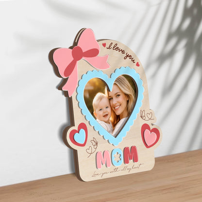 Personalized 3D Layered Wood Block – Custom Family Keepsake Decor – Meaningful Gift for Mom
