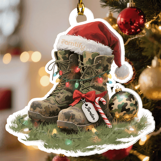Military Christmas Boots – Personalized Acrylic Ornament