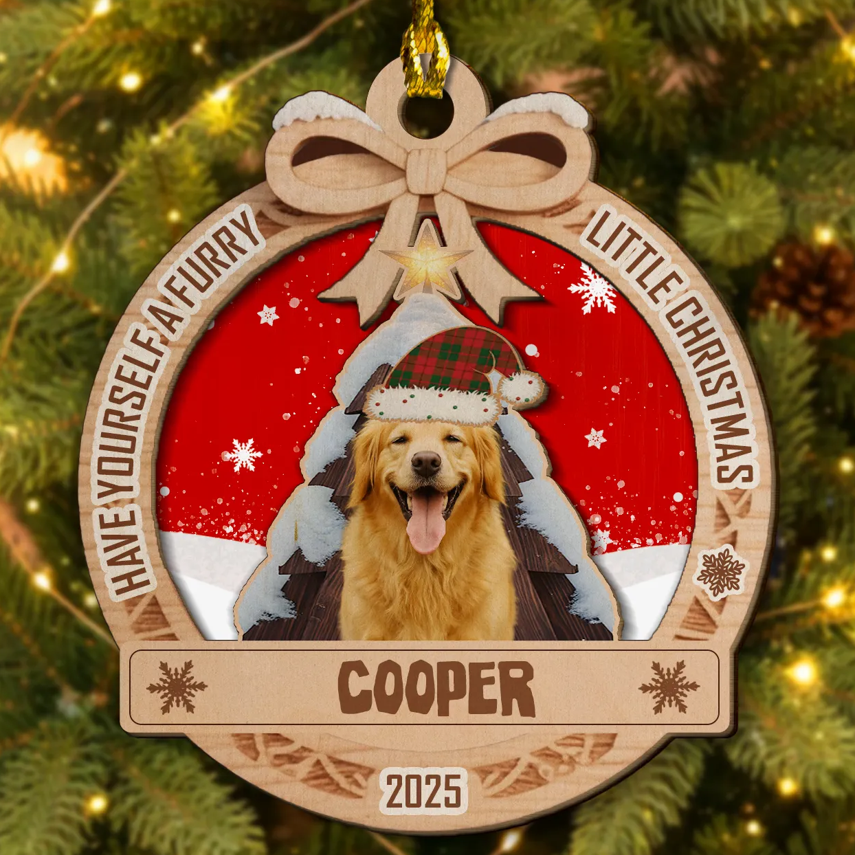 A Furry Little Christmas - Personalized 2-Layered Wood Ornament for Pet Lovers Holiday Gift