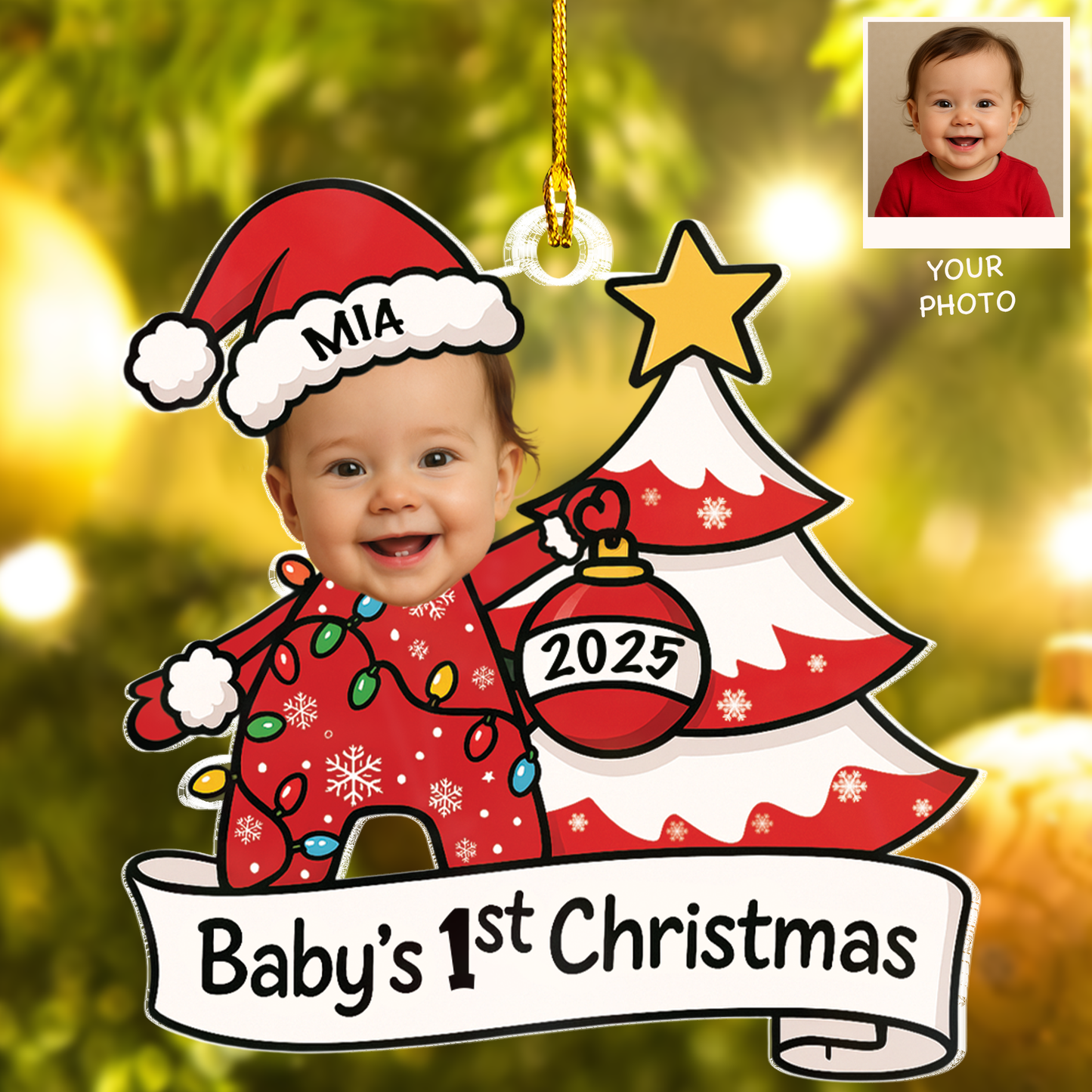 Baby’s First Christmas - Personalized Acrylic Photo Ornament for Newborn