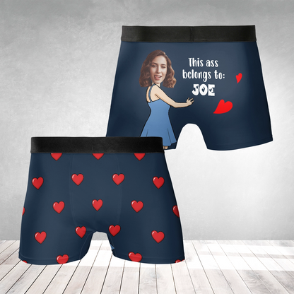 This Belongs To Me – Cute Possessive Gift for Husband or Boyfriend – Personalized Photo Men’s Boxer Briefs