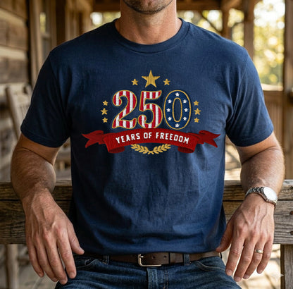 Liberty & Freedom 250 Years - Embroidered Eagle T-Shirt