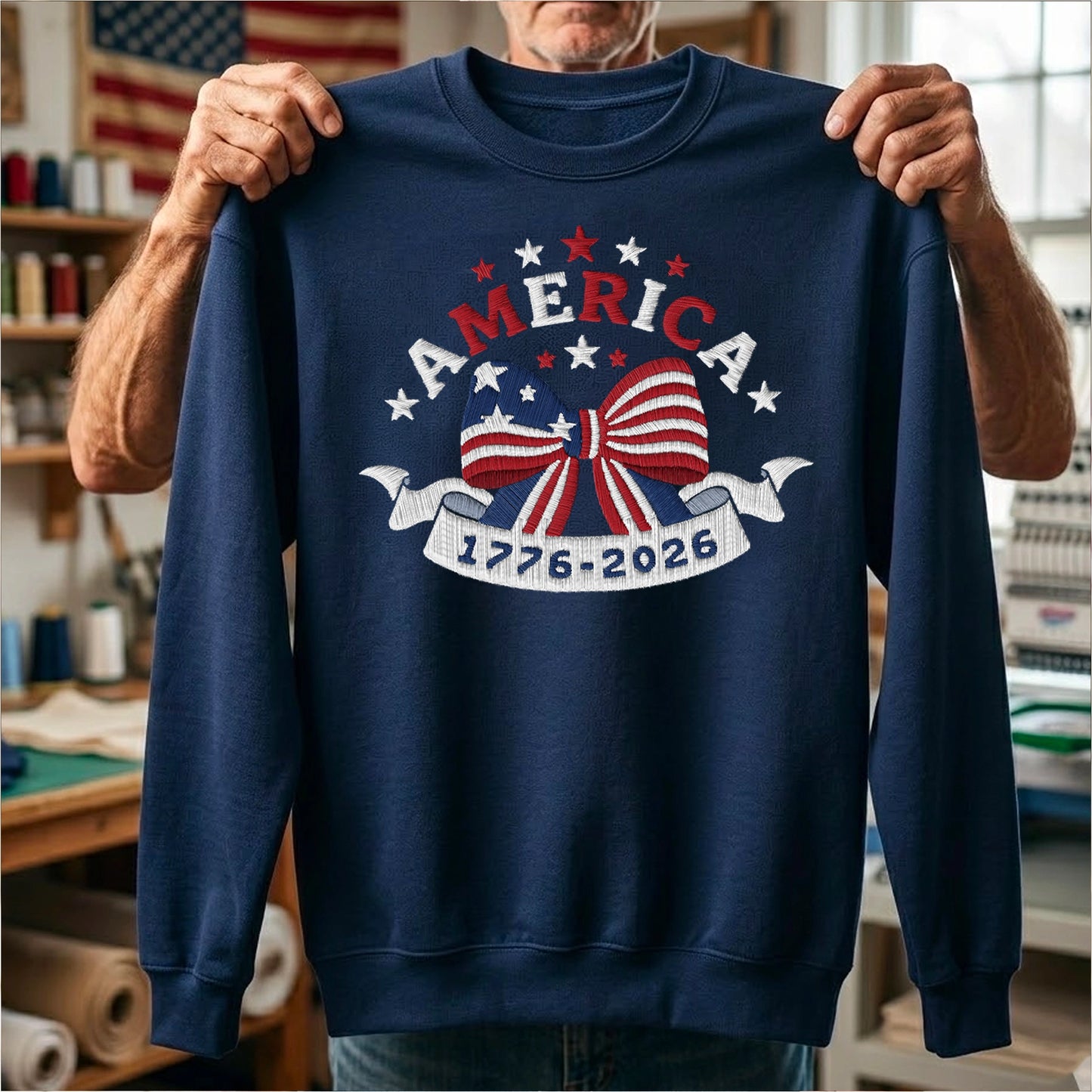 Embroidered America 250 Sweatshirt - Freedom Pullover