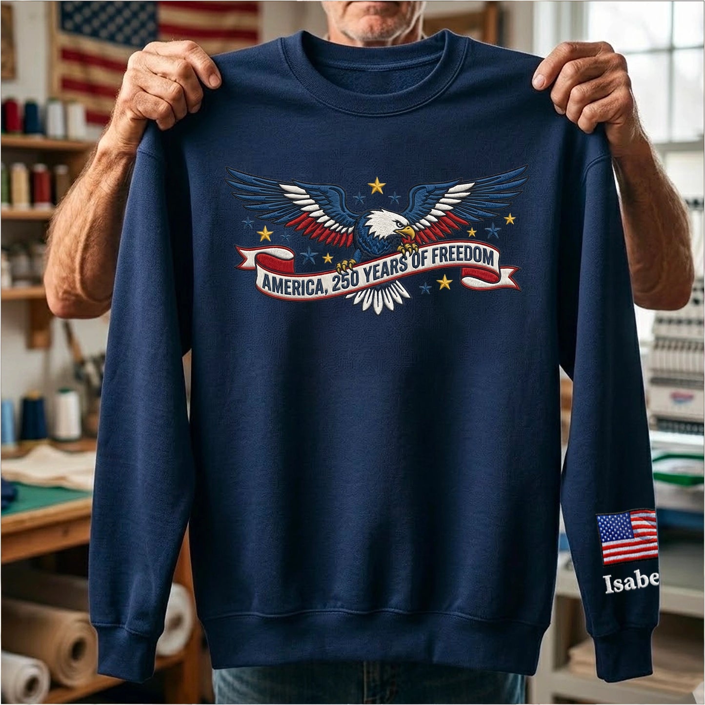 1776–2026 USA Anniversary Hoodie - Custom Name Eagle Sweatshirt - American Pride Keepsake